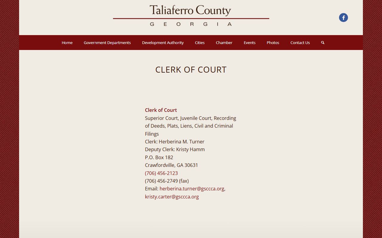 Taliaferro County Clerk of Superior Court county clerk page