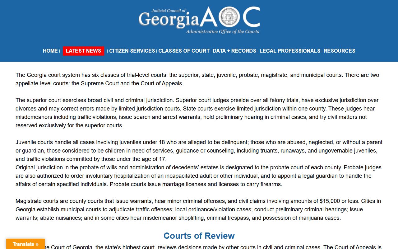 Taliaferro County court records Georgia court hierarchy