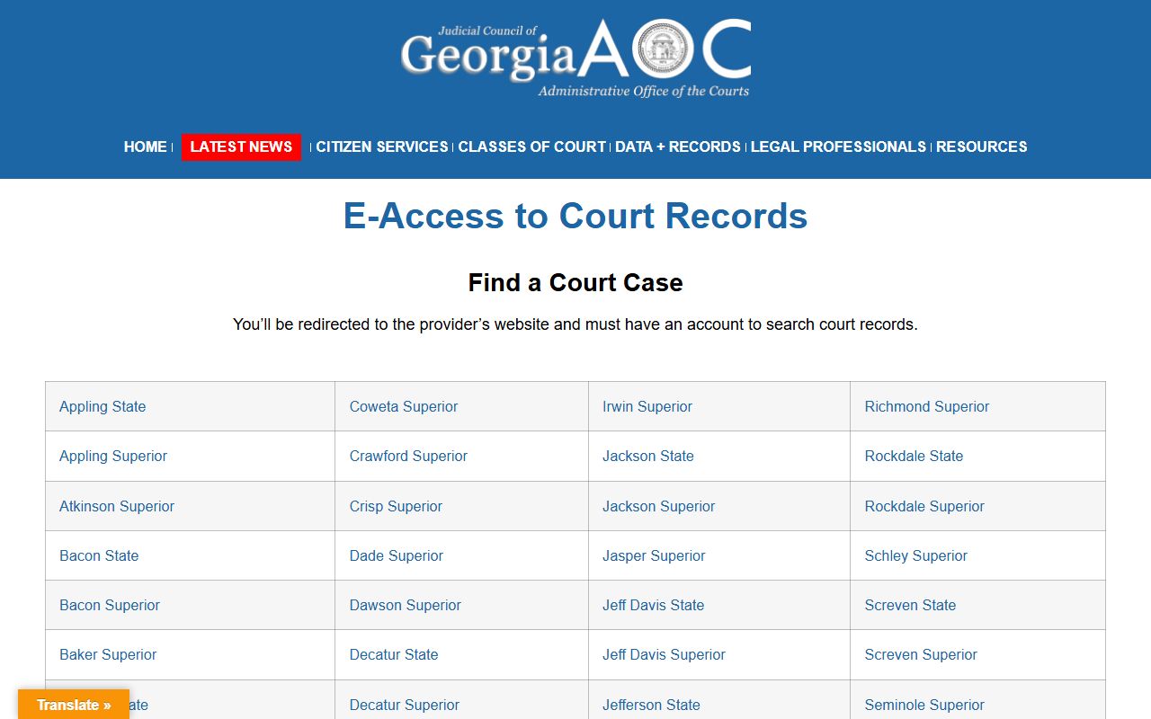 Taliaferro County court records Georgia e-access portal